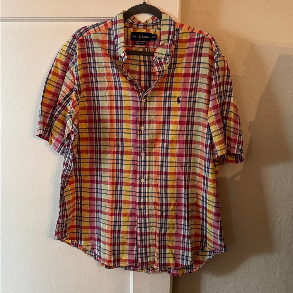 Ralph Lauren Plaid Flat Front Classic Fit S/S Button Down
